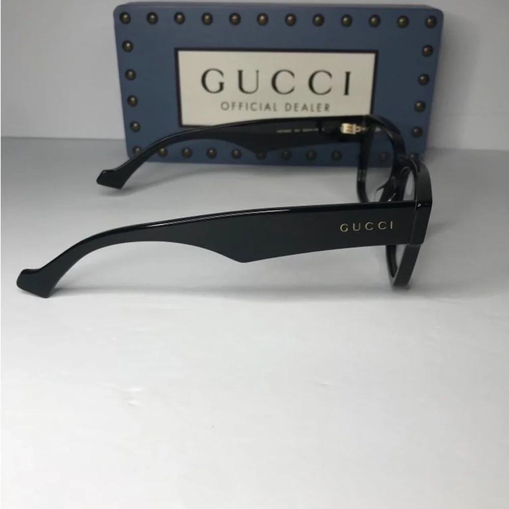 New Authentic GUCCI GG1428O 001 square Gucci optical comes shiny black frame.